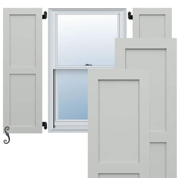 Ekena Millwork EnduraCore Two Equal Flat Panel 12-in W x 67-in H Raised Panel Composite Shutters Pair in Hailstorm Gray
