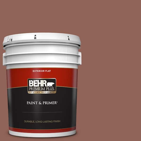 BEHR PREMIUM PLUS 5 gal. #BXC-57 Raw Sienna Flat Exterior Paint & Primer