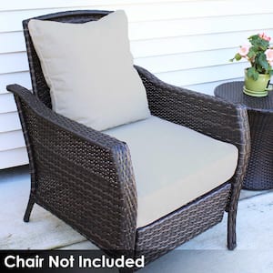 24 in. x 22 in. x 4 in. Deep Seating Outdoor Dining Chair Back and Seat Cushion Set in Beige