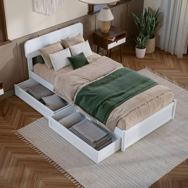 AFI Capri White Solid Wood Frame Twin XL Platform Bed with Panel
