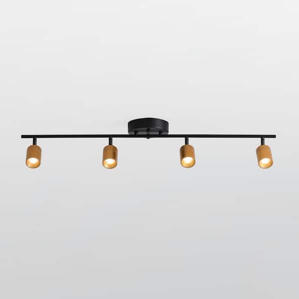 Vidalite Shura 37 in. 4-Light Black and Brass Integrated LED Flush Mount Ceiling Light with Rotatable Heads, 3000K, 2240 Lumens