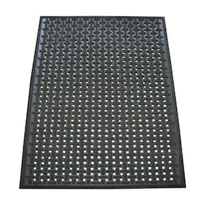 "Kitchen Mat" Anti-Slip Black 36 in. x 60 in. Rubber Grease Proof Kitchen Mat Commercial Floor Mat (Pack of 2)