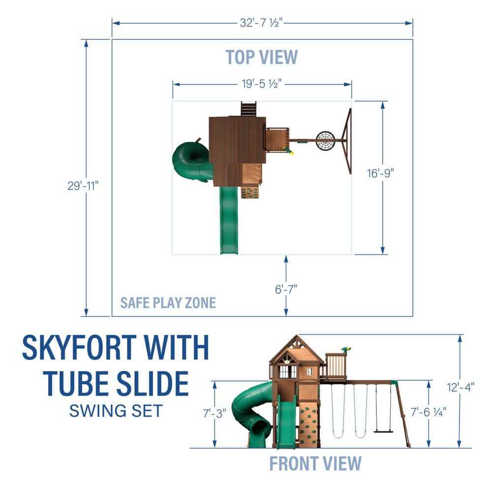 Cedar Two-Tone Wooden Swing Set with Tube Slide