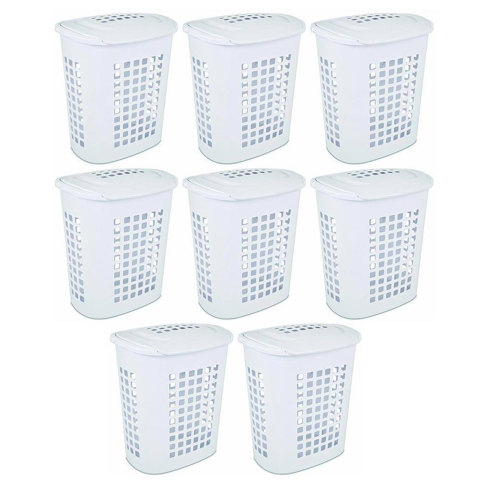 UPC 842372131681 product image for Sterilite 2.3 Bushell 81 Liter Lift Top XL Laundry Basket Hamper, White (8 Pack) | upcitemdb.com