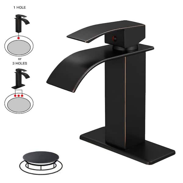 BWE Single Handle Bathroom Faucet Lavatory Vanity Sink Faucet 1 or 3 Holes With Pop Up Drain in Oil Rubbed Bronze