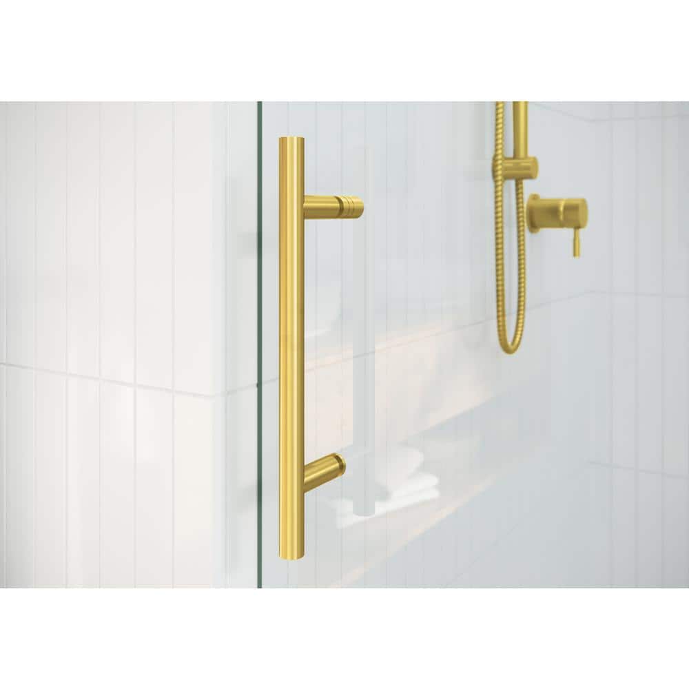 Eclipse 60" Frameless Sliding Bathtub Door with Satin Brass Hardware
