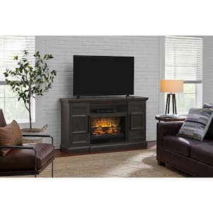 Chelsea 58 in. Freestanding Electric Fireplace TV Stand in Warm Gray Taupe with Charcoal Birch Grain