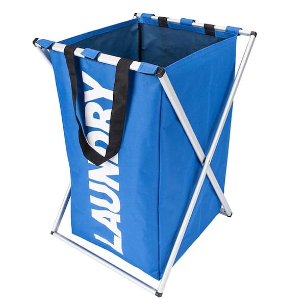 Unbranded Blue Fabric Aluminum Alloy Single Lattice Storage Laundry Basket