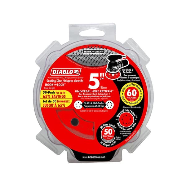 DIABLO 5 in. 60-Grit Hook and Lock ROS Sanding Discs DCD050060H50G