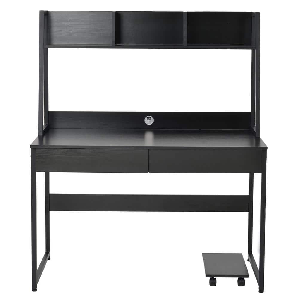 47.3 in. Black Space Saving Design Home Office Computer Desk with Hutch and Bookshelf price history on PriceWatchPro