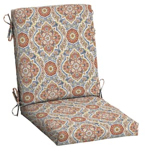 20 in. x 20 in. Outdoor High Back Dining Chair Cushion in Global Vintage Medallion