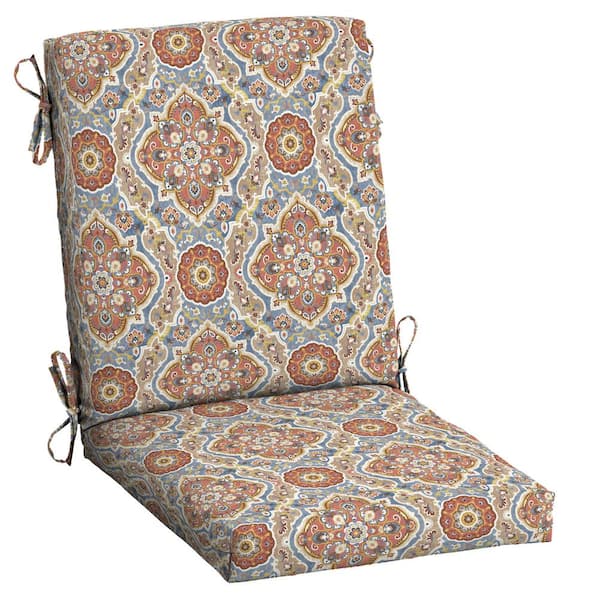 ARDEN SELECTIONS 20 in. x 20 in. Outdoor High Back Dining Chair Cushion in Global Vintage Medallion