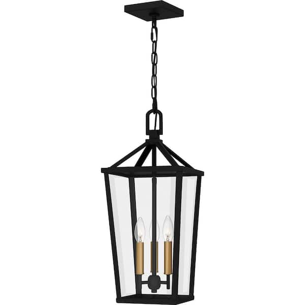 Hull 22 in. 3-Light Matte Black Outdoor Pendant Light