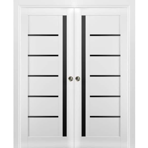 Sartodoors 72 in. x 84 in. 2 Panel White Finished Solid MDF Sliding Door with Hardware