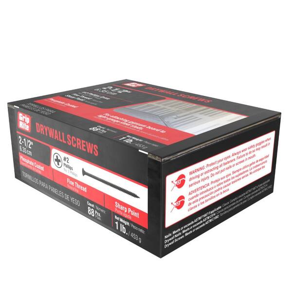 Grip-Rite #8 X 2-1/2 In. #2 Phillips Bugle Head Coarse Thread Drywall Screws 25 Lb Bucket 212cdw25bk