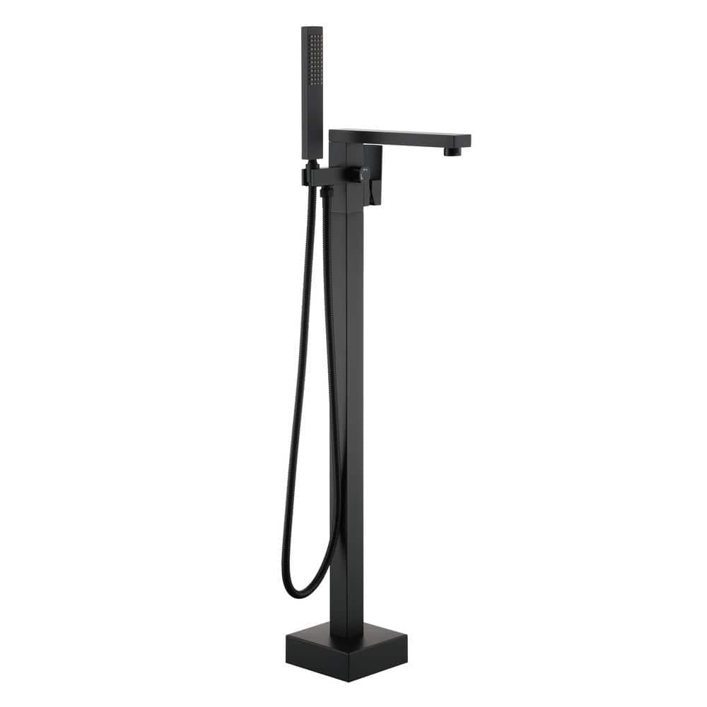 Freestanding Floor Mount Single Handle Bath Tub Filler Faucet with Handheld