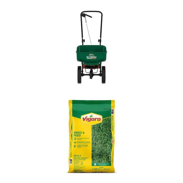 7 lb. Weed and Feed Fertilizer (2,500 sq. ft.) and EdgeGuard Mini Broadcast Spreader (5,000 sq. ft.) Combo