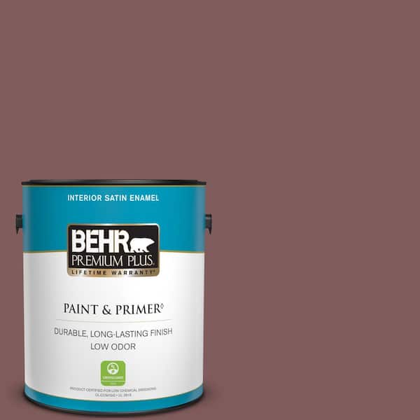 BEHR PREMIUM PLUS 1 gal. #140F-6 Book Binder Satin Enamel Low Odor Interior Paint & Primer