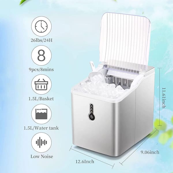 Ionchill Quick Cube Ice Machine, 26lbs/24hrs Portable Countertop Bullet  Cubed Ice Maker