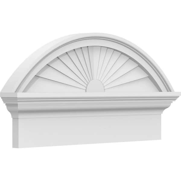 Ekena Millwork 2-3/4 in. x 24 in. x 12-7/8 in. Segment Arch Sunburst Architectural Grade PVC Combination Pediment