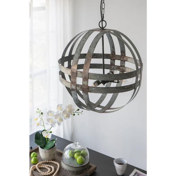 4-Light Gray Geometric Chandelier for Bedroom, Dining Room, Foyer, Kitchen Island, Living Room No Bulb(s) Included