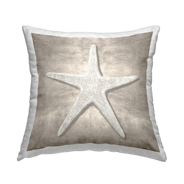 Stupell Industries Grey Detailed Starfish Outdoor Printed Throw Pillow by Amber Sterling