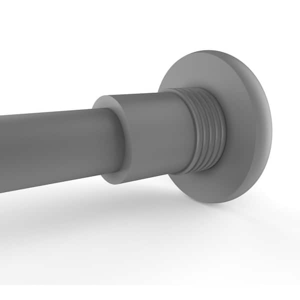 Skyline Collection 72 in. Brass No Additional Features Shower Curtain Rod Brackets with Groovy Accents in Matte Gray