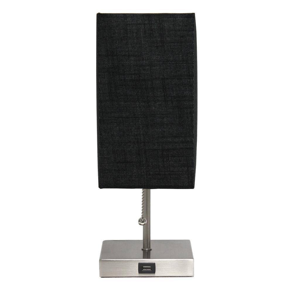 Petite Black Fabric Shade Table Lamp with USB Charging Port