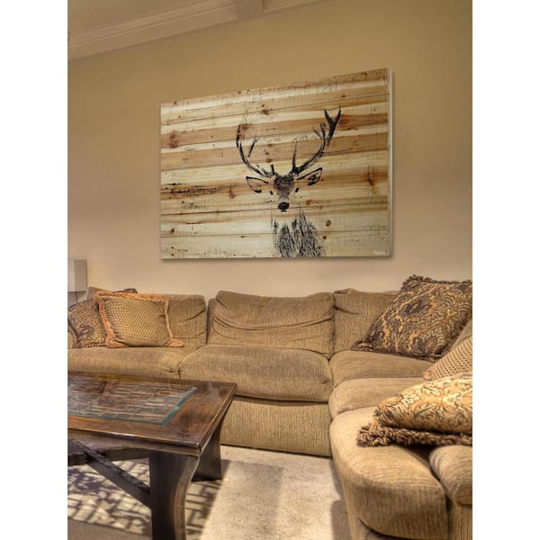 Unbranded 24 in. H x 36 in. W "Inquisitive Deer" by Parvez Taj Printed Natural Pine Wood Wall Art