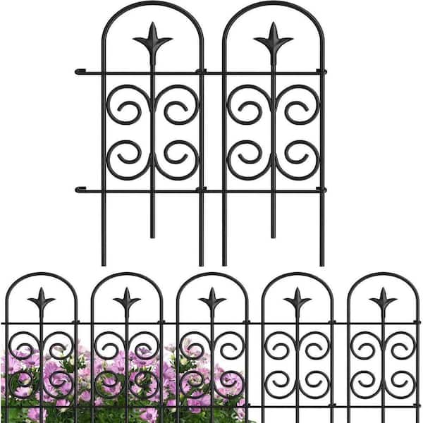 Decorative Garden Fences and Borders 8-Panels 32 in. H x 10 ft. L No Dig Metal Fence Panel