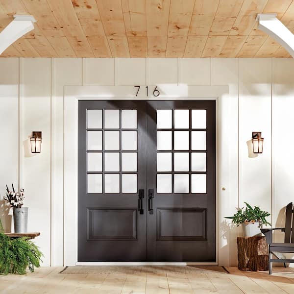 Atwood 11 in. 1-Light Brownst1 Outdoor Hardwired Wall Lantern Sconce with No Bulbs Included (1-Pack)