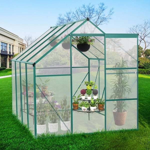 74.80 in. W x 98.43 in. D x 76.77 in. H Outdoor Walk-in Aluminum Green Greenhouse