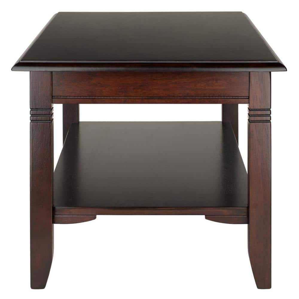 Transitional Cappuccino Brown Rectangular Wood Coffee Table