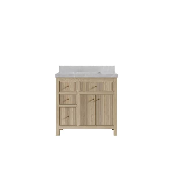 Willow Collections Sonoma Oak 36 in. W x 22 in. D x 36 in. H Single Sink Bath Vanity Center in White Oak with 2 in. Pearl Gray Quartz Top