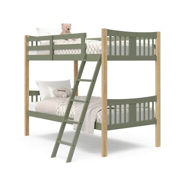 Storkcraft Caribou Olive with Natural Solid Hardwood Twin