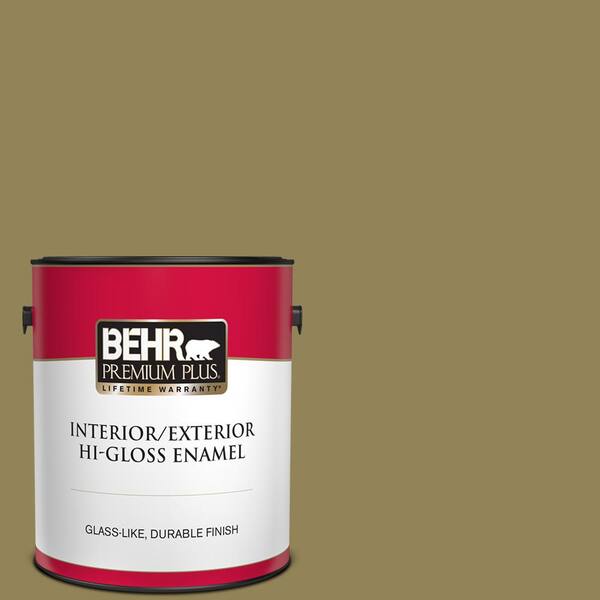 BEHR PREMIUM PLUS 1 gal. #S330-6 Dash of Oregano Hi-Gloss Enamel Interior/Exterior Paint
