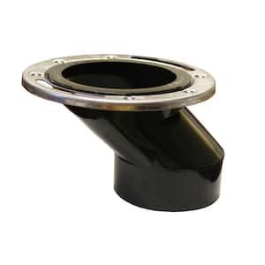 7 in. O.D. Plumbfit ABS Offset Closet (Toilet) Flange w/Stainless Steel Ring for 3 in. or 4 in. Schedule 40 DWV Pipe