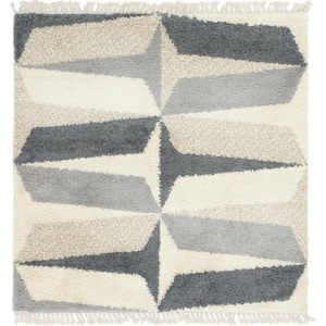 Unique Loom Hygge Shag Diamond Gray 8 ft. x 8 ft. Square Rug 3143733 ...