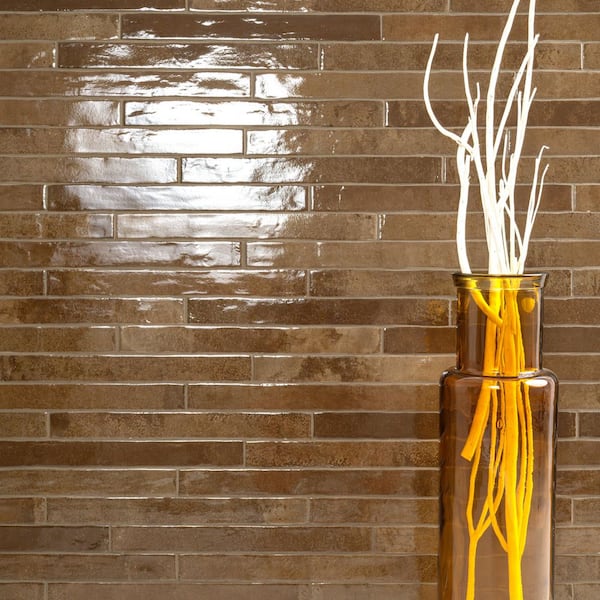 Maestro Derby Bronzy 2 in. x 18 in. Glossy Porcelain Floor and Wall Tile (8 sq. ft./ Case)