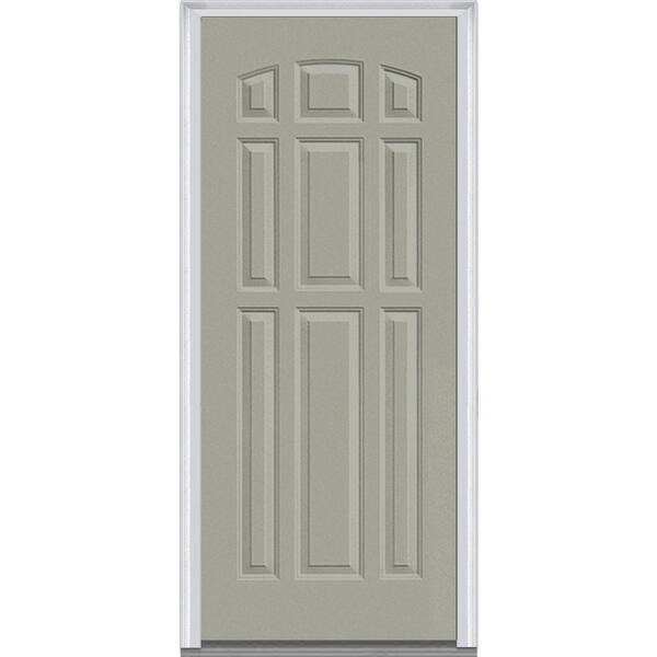 MMI Door 36 in. x 80 in. Left-Hand Inswing 9-Panel Classic Painted Fiberglass Smooth Prehung Front Door