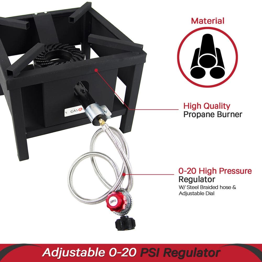 Heavy-Duty Black Steel Single Burner Propane Gas Cooker