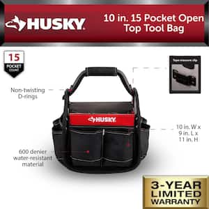 10 in. 15 Pocket Open Top Tool Bag