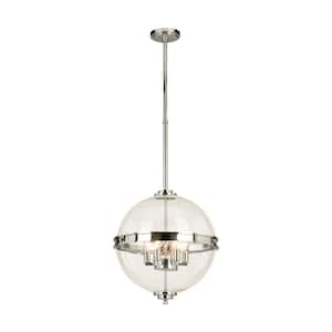 Cecilia 6-Light Chrome Sphere Pendant with Clear Glass Shade