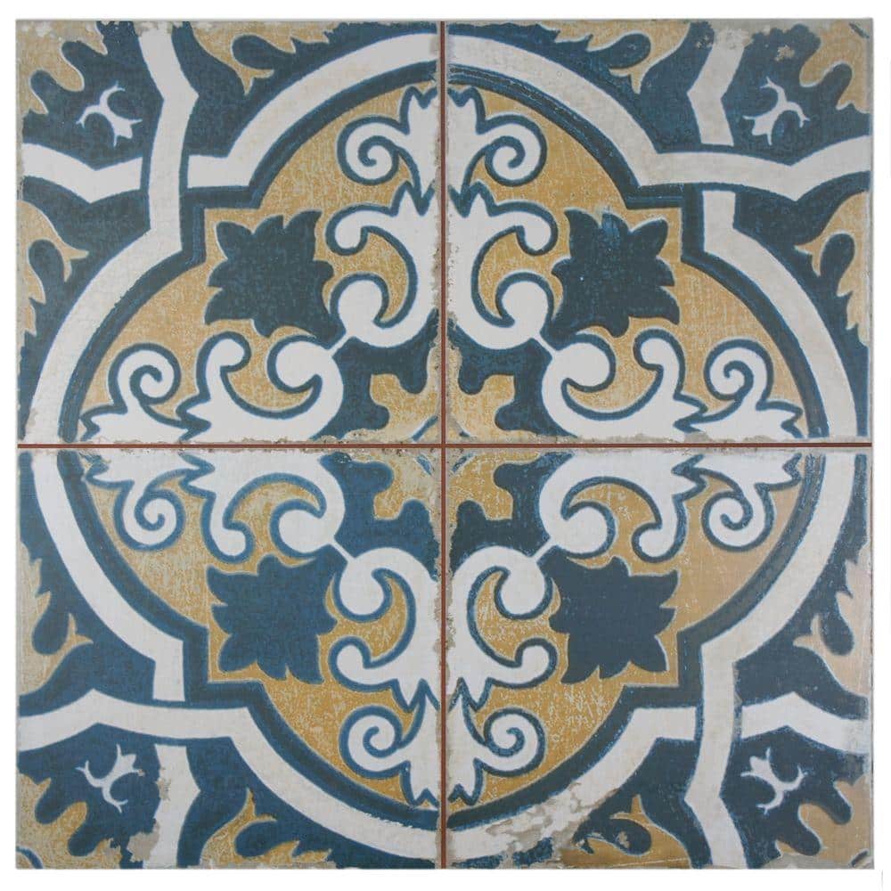 18x18 Teal and Golden-Yellow Ceramic Floor and Wall Tile