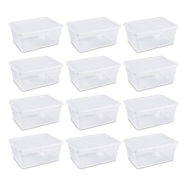 Sterilite 6 Qt. Clear Stacking Closet Storage Bin Container with Lid  (108-Pack) 108 x 16428012 - The Home Depot