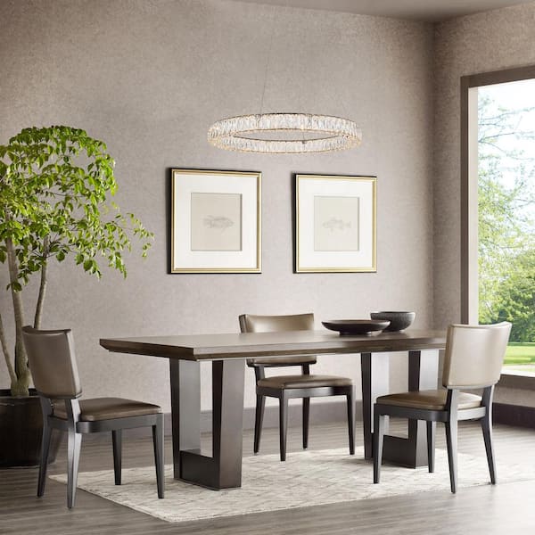 Timeless Home 31.5 in. L x 31.5 in. W x 3 in. H 45-Watt Integrated LED Gold Contemporary Chandelier