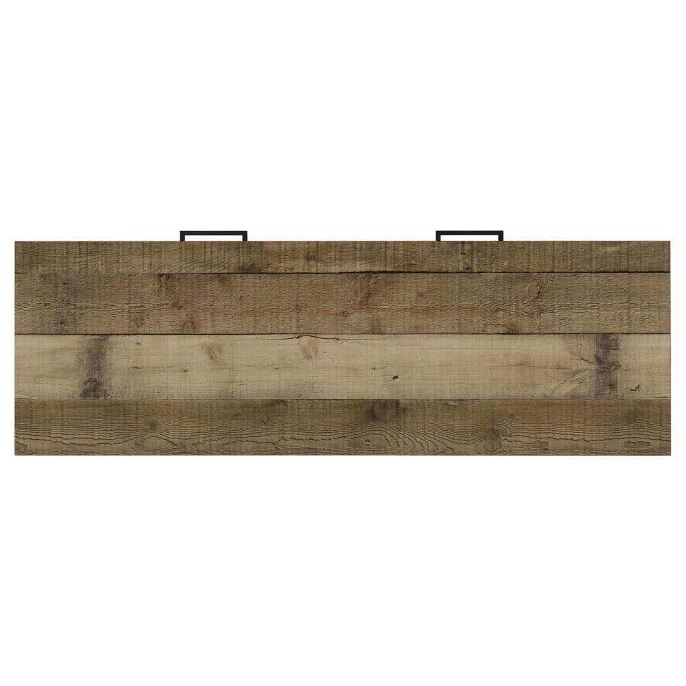 Transitional Weathered Pine TV Console with Black Legs and Storage Drawers