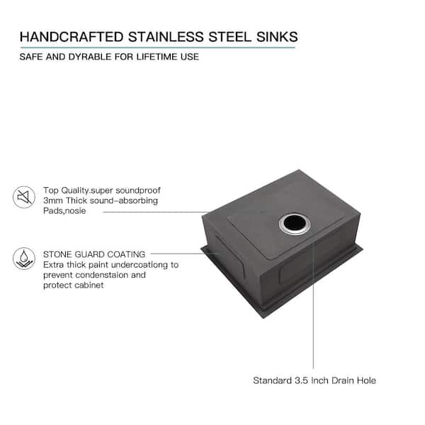 Sarlai 16-Gauge Stainless Steel 23-Inch Undermount Workstation Sink with Accessories