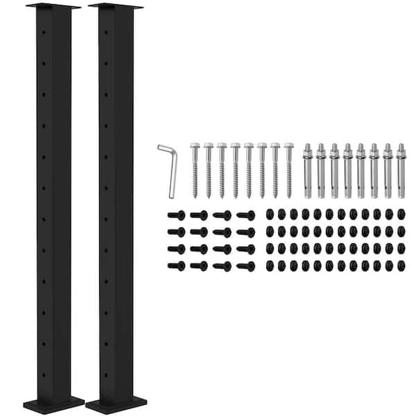 Afoxsos Stainless Steel 42 in. Cable Railing Line Post with Cable Grommets Black Finish Flat Top Deck Post (2-Pack)