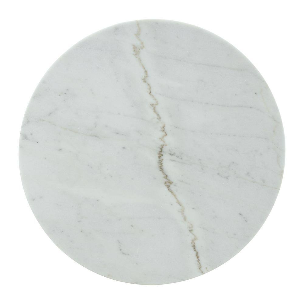 Round White Marble and Iron Counter Height Dining Table